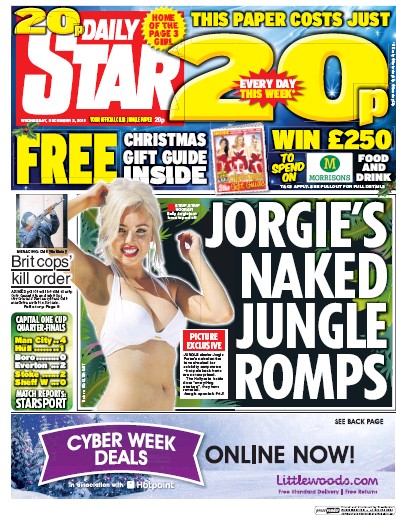 Daily Star Newspaper Front Page (UK) for 2 December 2015