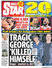 Daily Star (UK) Newspaper Front Page for 2 January 2017