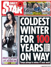 Daily Star (UK) Newspaper Front Page for 30 October 2014