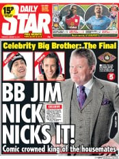 Daily Star (UK) Newspaper Front Page for 30 January 2014