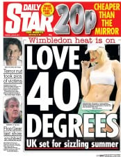 Daily Star (UK) Newspaper Front Page for 30 June 2015
