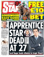 Daily Star Newspaper Front Page (UK) for 31 July 2015
