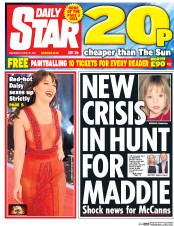 Daily Star (UK) Newspaper Front Page for 31 August 2016