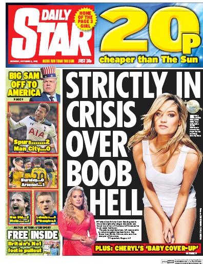 Daily Star Newspaper Front Page (UK) for 3 October 2016
