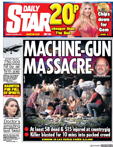 Daily Star Newspaper Front Page (UK) for 3 October 2017