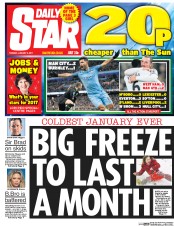 Daily Star (UK) Newspaper Front Page for 3 January 2017