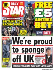 Daily Star (UK) Newspaper Front Page for 3 April 2014