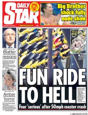 Daily Star Newspaper Front Page (UK) for 3 June 2015