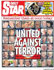 Daily Star Newspaper Front Page (UK) for 3 July 2015