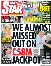 Daily Star (UK) Newspaper Front Page for 3 August 2018