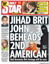 Daily Star (UK) Newspaper Front Page for 3 September 2014