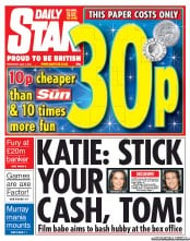 Daily Star Newspaper Front Page (UK) for 4 July 2012