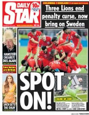 Daily Star (UK) Newspaper Front Page for 4 July 2018
