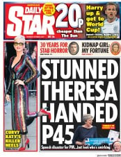Daily Star (UK) Newspaper Front Page for 5 October 2017