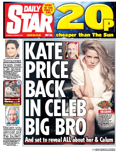 Daily Star Newspaper Front Page (UK) for 5 January 2017