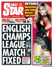Daily Star (UK) Newspaper Front Page for 5 February 2013