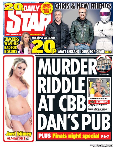 Daily Star Newspaper Front Page (UK) for 5 February 2016