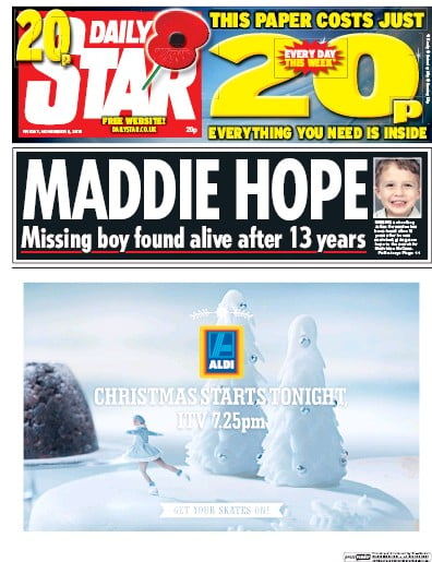 Daily Star Newspaper Front Page (UK) for 6 November 2015