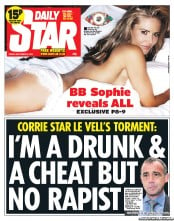 Daily Star Newspaper Front Page (UK) for 6 September 2013