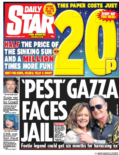 Daily Star Newspaper Front Page (UK) for 7 October 2015