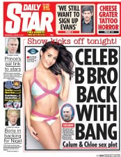 Daily Star (UK) Newspaper Front Page for 7 January 2015