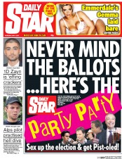 Daily Star Newspaper Front Page (UK) for 7 May 2015