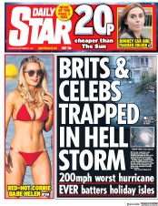 Daily Star (UK) Newspaper Front Page for 7 September 2017