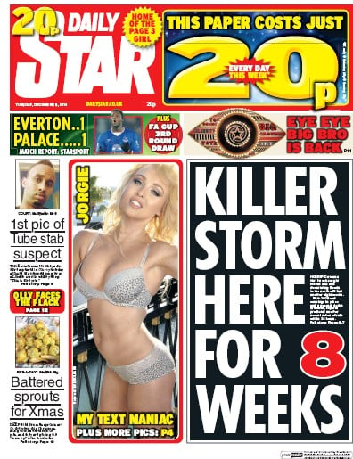 Daily Star Newspaper Front Page (UK) for 8 December 2015
