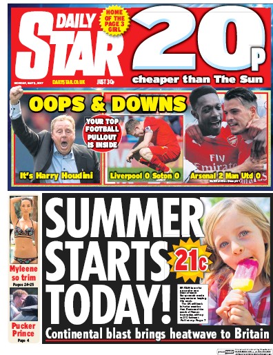 Daily Star Newspaper Front Page (UK) for 8 May 2017