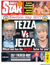 Daily Star (UK) Newspaper Front Page for 8 June 2017