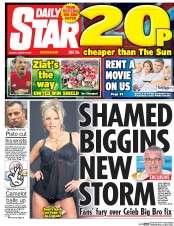Daily Star (UK) Newspaper Front Page for 8 August 2016
