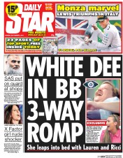 Daily Star (UK) Newspaper Front Page for 8 September 2014