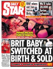 Daily Star Newspaper Front Page (UK) for 8 September 2015