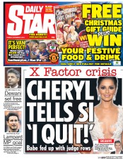 Daily Star (UK) Newspaper Front Page for 9 December 2014
