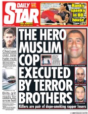 Daily Star Newspaper Front Page (UK) for 9 January 2015