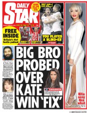 Daily Star (UK) Newspaper Front Page for 9 February 2015