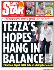 Daily Star (UK) Newspaper Front Page for 9 June 2017