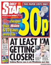 Daily Star (UK) Newspaper Front Page for 9 July 2012