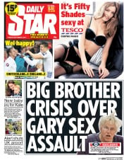 Daily Star (UK) Newspaper Front Page for 9 September 2014