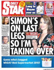 Daily Star (UK) Newspaper Front Page for 9 September 2015