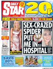 Daily Star (UK) Newspaper Front Page for 9 September 2016