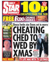 Daily Star Sunday (UK) Newspaper Front Page for 16 October 2016