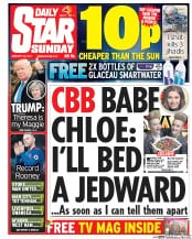 Daily Star Sunday (UK) Newspaper Front Page for 22 January 2017