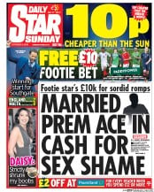 Daily Star Sunday (UK) Newspaper Front Page for 9 October 2016