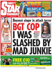 Daily Star Sunday Newspaper Front Page (UK) for 10 May 2015