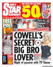 Daily Star Sunday (UK) Newspaper Front Page for 10 June 2012