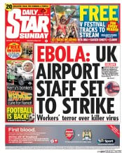 Daily Star Newspaper Front Page (UK) for 10 August 2014