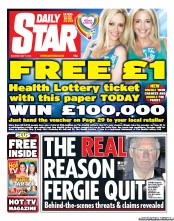 Daily Star Sunday Newspaper Front Page (UK) for 11 May 2013