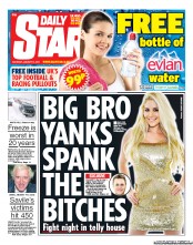 Daily Star Sunday (UK) Newspaper Front Page for 12 January 2013