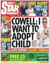 Daily Star Sunday (UK) Newspaper Front Page for 12 April 2015